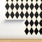 Diamonds Cosmic Latte Black Large Cream Geometric Squares White Checkered Custom Removable Wallpaper by Spoonflower Peel & Stick Wallpaper 2FT Wide